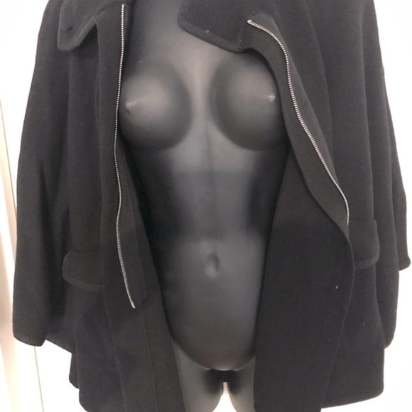 Massimo Dutti black sweater knit zip front mock neck swing cape Size Small new - Picture 9 of 16